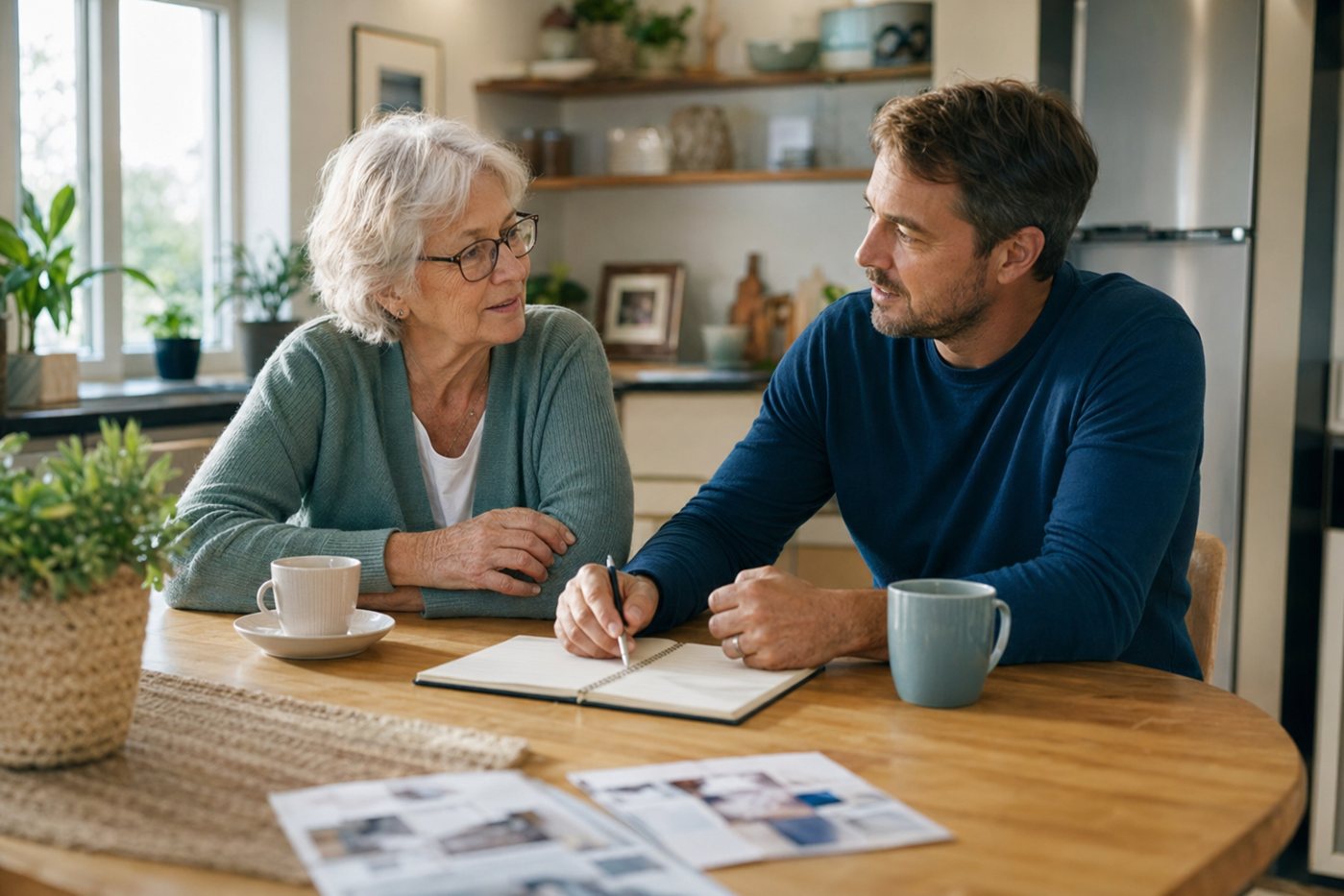 Family planning safety options at a kitchen table